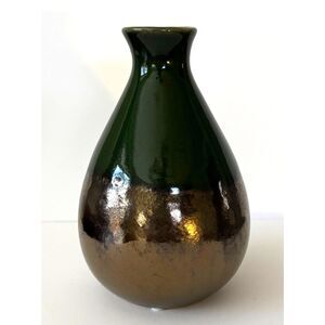 VTG Green Bud Vase Metallic Bronze Luster Small Decorative Modern Farmhouse